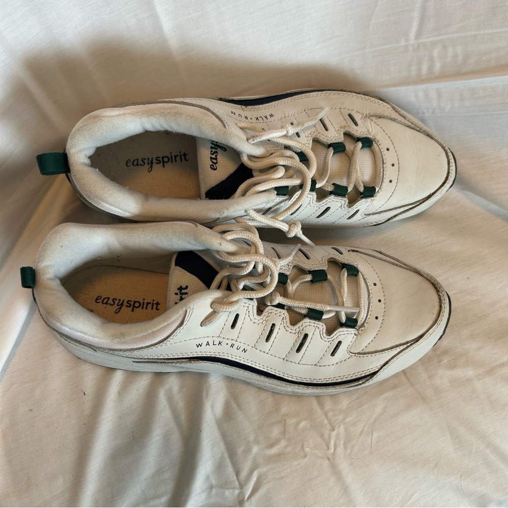 Easy Spirit Walk Run White Leather Lace Up Athletic Sneakers‎ Women's Size 8 M